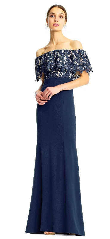 Seasonal Sale Aidan Mattox - MN1E202072 Floral Lace Off-Shoulder Sheath Dress