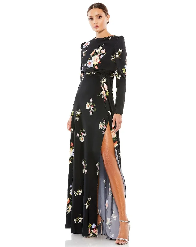 Bold Fashion Sales Mac Duggal 55622 Long Sleeve Formal Print Dress