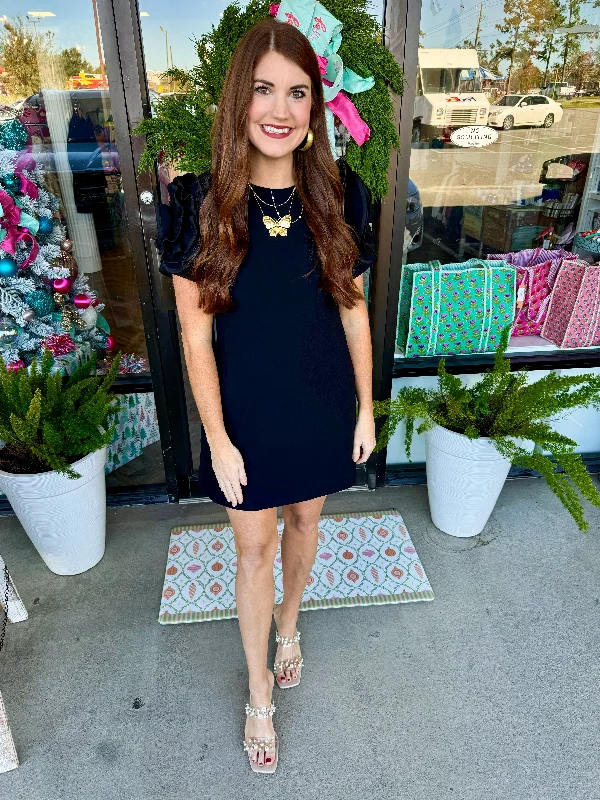 Clothing Woman Floral Applique Short Sleeve Mini Dress