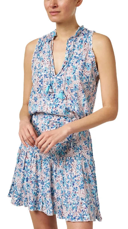 Chic Women's Outfit Ideas Clara Dress In Blue/pink Multi
