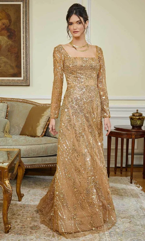 Style Redefined MGNY By Mori Leee 72843 - Bead Embellished Long Sleeve Evening Gown