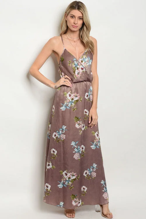 Graceful Fashion Mauve Pink Floral Maxi Dress