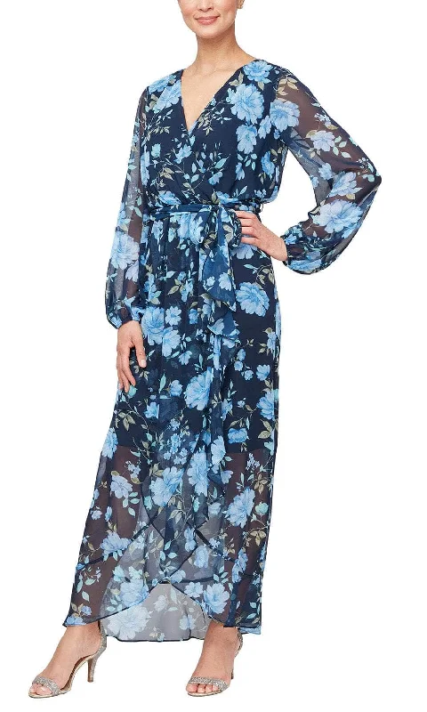 Fresh Fashion Discounts SLNY 9171942 - Bishop Sleeve Floral Long Dress