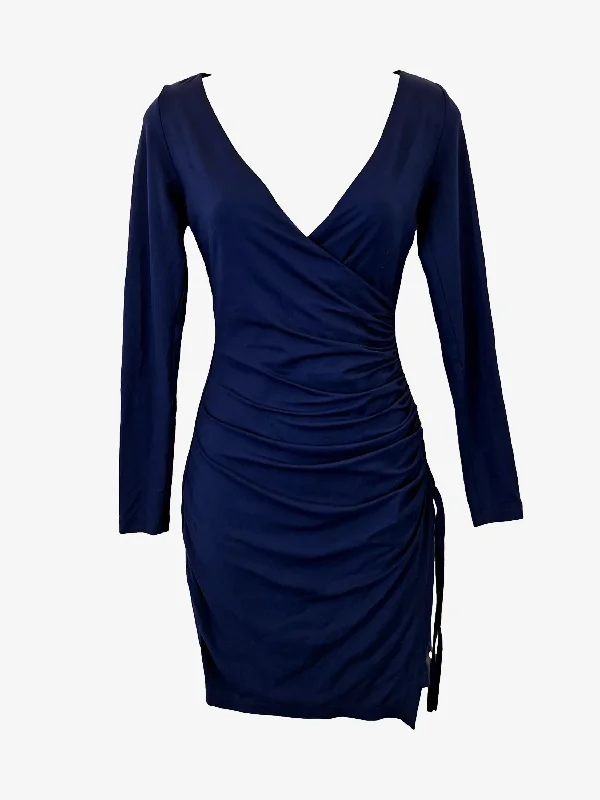 Unbeatable Deals Kookai Navy Ruched Wrap Zuri Mini Dress Size 8