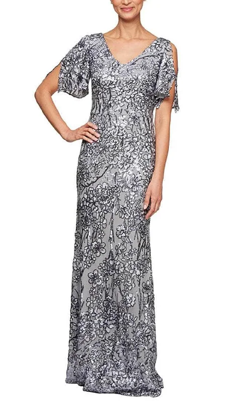 Feminine Luxe Style Sale Alex Evenings - 8296611 Cold Shoulder Floral Sequined Dress