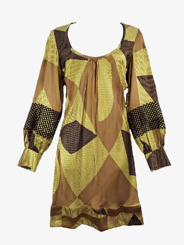 Chic And Edgy Alice McCall Bronze Geometric Silk Mini Dress Size 6