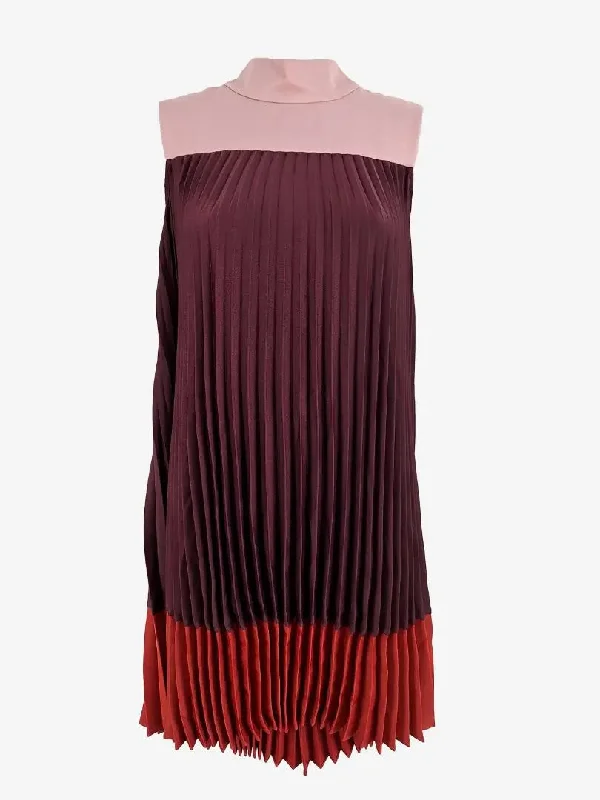 Don't Miss Out Ted Baker Grape Colour Block Pleated Mini Dress Size 8