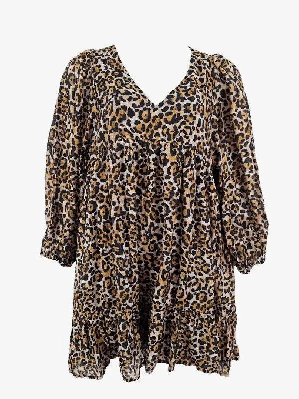 Style Breakthroughs Adorne Vivienne Leopard Print Gathered Mini Dress Size 16