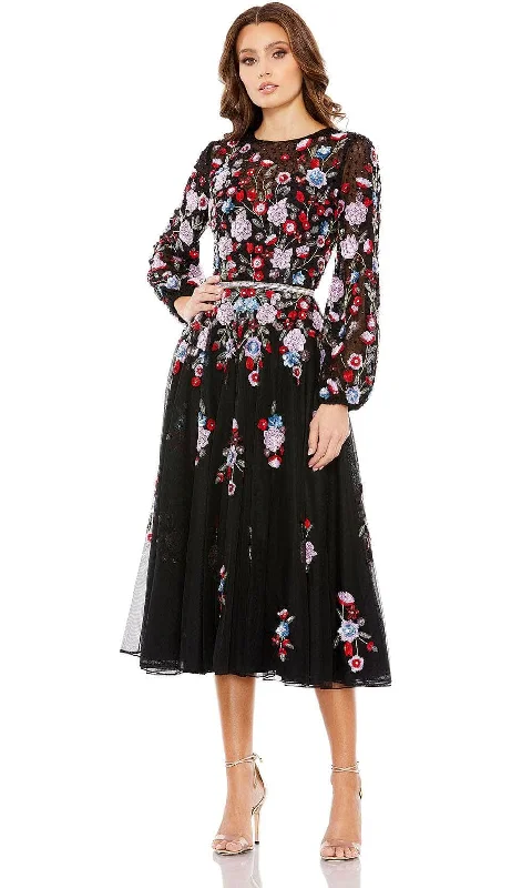 Style Upgrade Mac Duggal 5712 - Floral Long Sleeve Knee-Length Dress