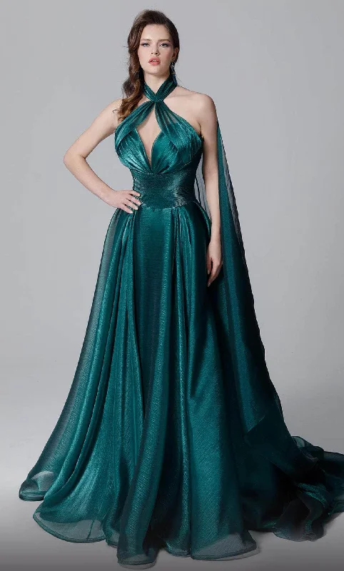 End Of Season Clearance MNM Couture 2721 - Halter Chiffon Evening Gown