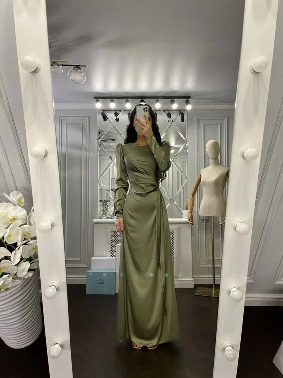 Trendy Threads Sheath Evening Dress Elegant Wedding Guest Fall Floor Length Long Sleeve Dress Y5897