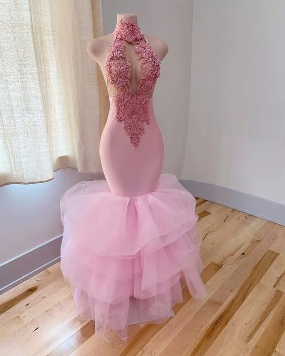 Ends Soon Sexy Pink Mermaid Evening Dress, Wedding Reception Dress Y818