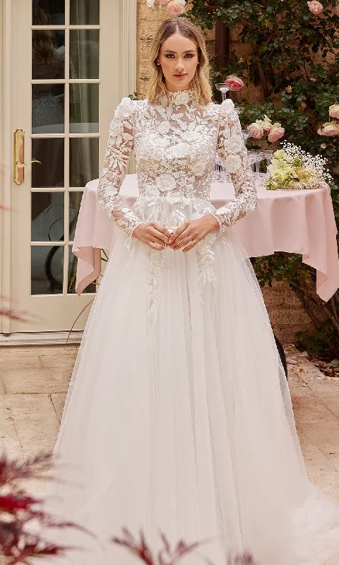 Boutique Styles Off-White Long Sleeve Lace Wedding Gown CDS433W