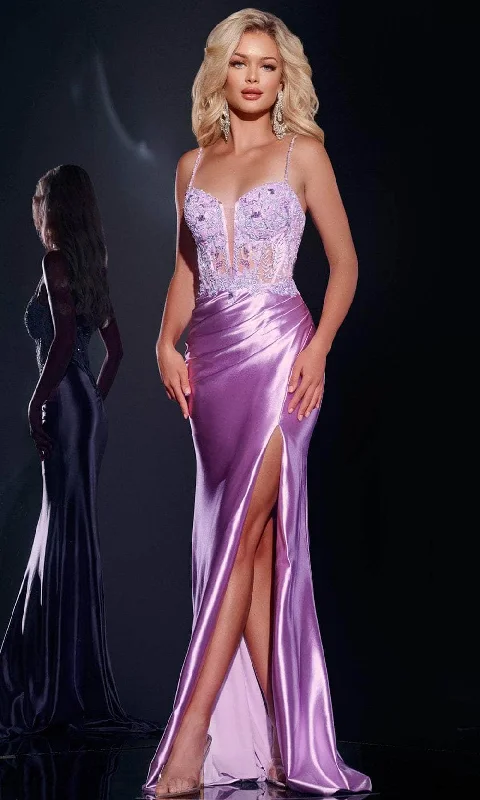 Seasonal Style Discounts Jovani 43569 - Floral Embroidered Sleeveless Prom Gown