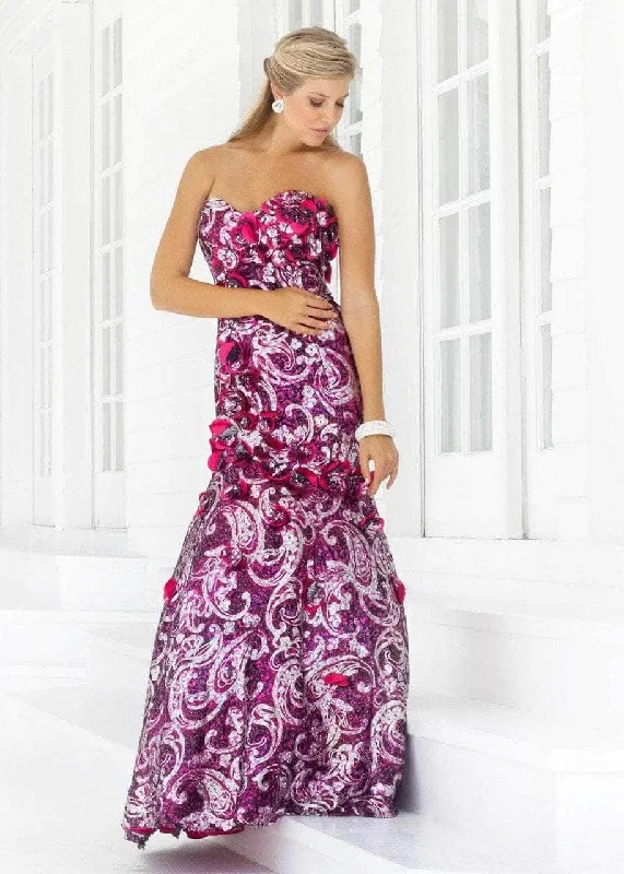 Vintage-Modern Style Offers Blush by Alexia Designs 9336 - Floral Sequined Trumpet Prom Gown