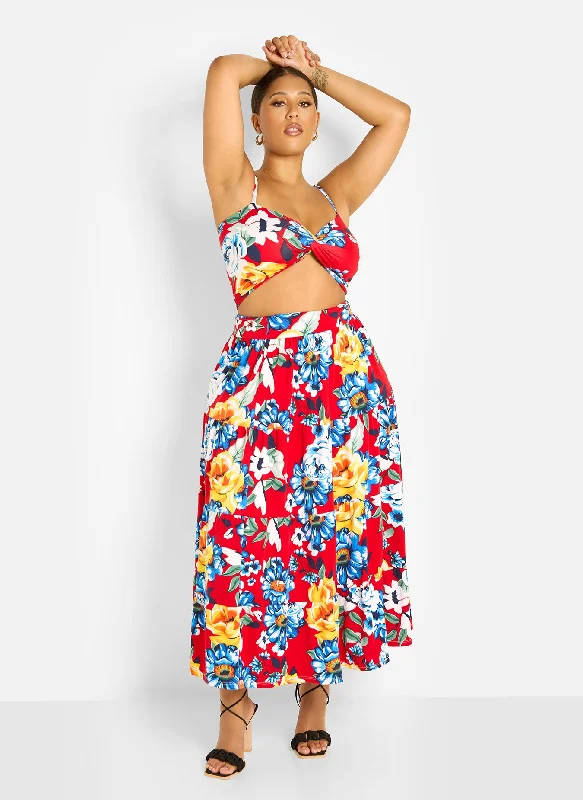 Popular Collection Analise Floral Print Skater Maxi Skirt