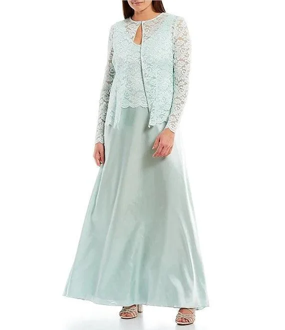 Discount Extravaganza Marina Long Sleeveless Formal Jacket Lace Dress