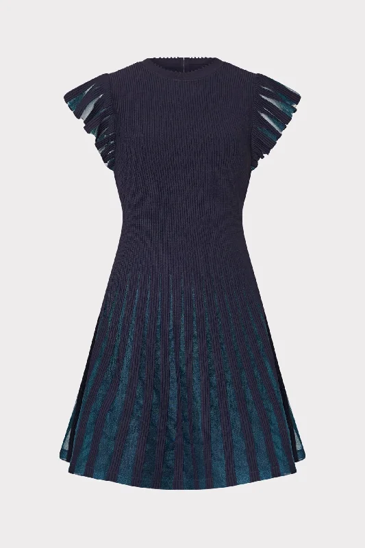 Sale Clothes Online Sheer Flutter Sleeve Knit Mini Dress