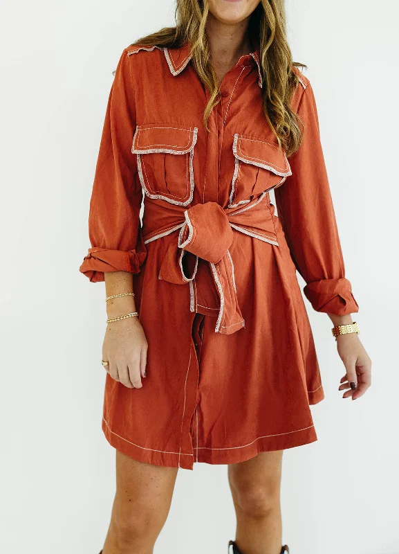 Comfort Centric Apparel Kai Mini Dress - Rust