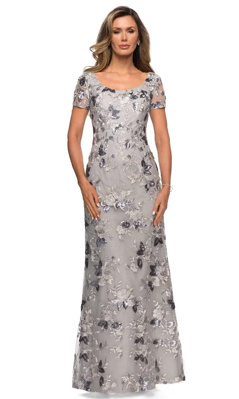 Fresh Styles, Fresh Deals La Femme - Sequined Floral Lace Sheath Dress 27991SC