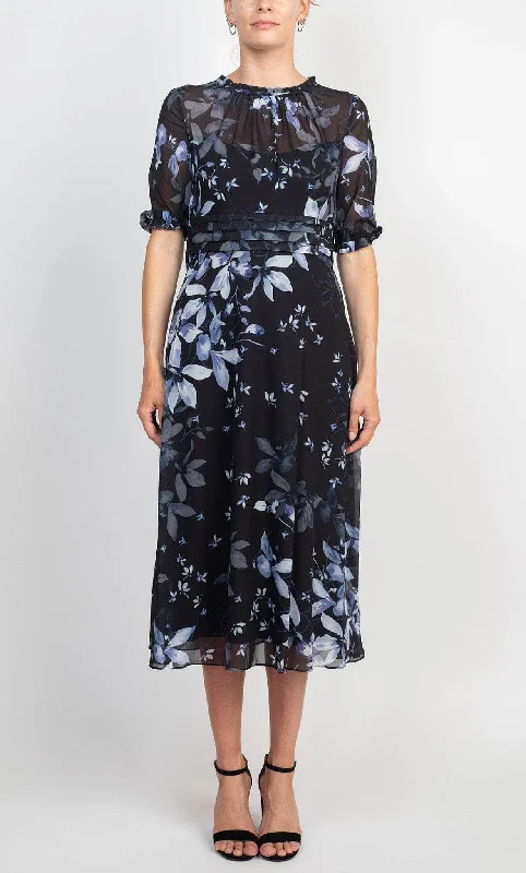 Affordable Luxury Fashion Adrianna Papell AP1D104584 - Floral Printed Modest Casual Dress