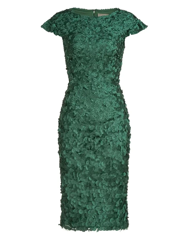 Trendsetter's Closet Ruffle Sleeve Petal Cocktail Dress In Pine