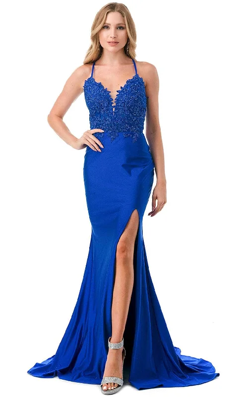 Fashionable Comfort Promotions Aspeed Design L2814T - Lace-Up Back Sheath Evening Gown