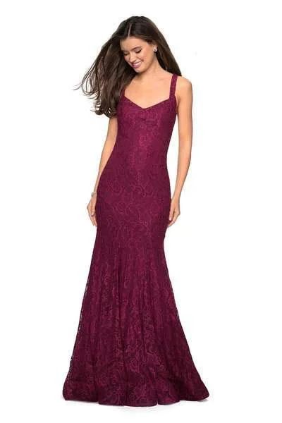 Bold Fashion Sales La Femme - 27709 Floral V-Neck Fitted Trumpet Evening Dress