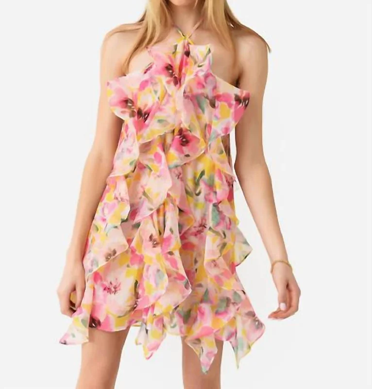 Trendy Street Style Miah Dress In Hello Yellow Flower Mix