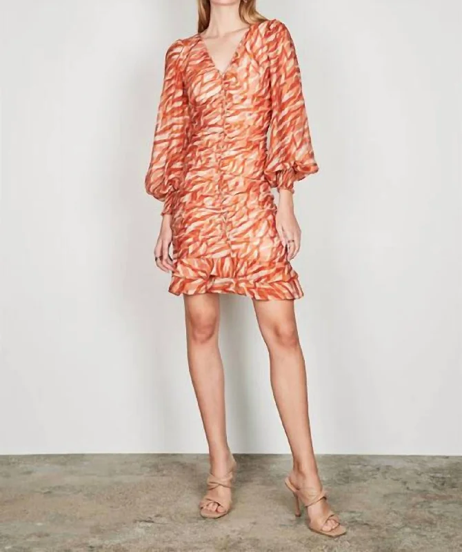 Women's Festive Attire Feline Dress In Orange