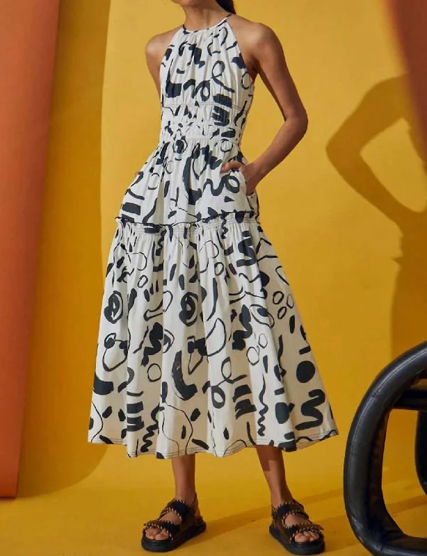 New Season Fashion Preview Turner Dress In Black & White Ink Line