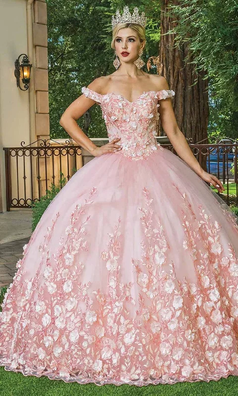 Inspired By You, Designed For You Dancing Queen - Floral Applique Ballgown 1569 - 1 pc Blush in Size XL Available