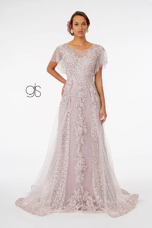 Comfort First Women's Fashion Layered Embroidered A-Line Long Prom Dress