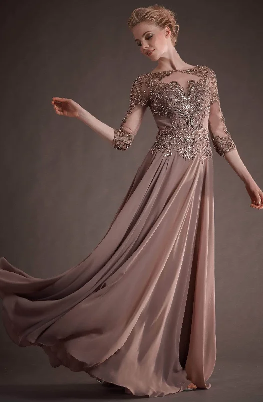 Flash Sales Hynes Park - Quarter Sleeve Illusion Beaded Applique Gown M145 - 1 pc Rose Qtz In Size 20 Available