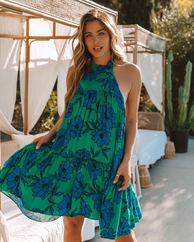Clothing Sales Ami Floral Backless Halter Mini Dress