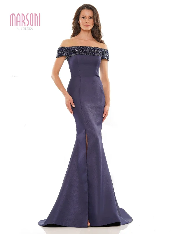 Limited Stock, Big Discounts Marsoni Long Off Shoulder Beaded Formal Gown 1184