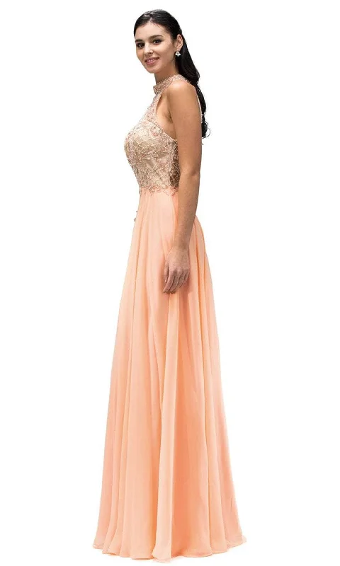 Sophisticated Street Style Offers Dancing Queen 9293 - Illusion High Halter Prom Gown