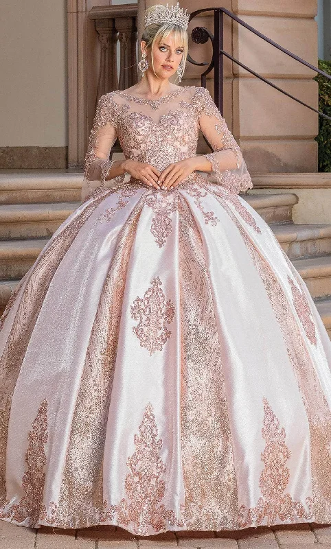 Modern Casual Clothing Dancing Queen 1665 - Bell Sleeve Ornate Quinceanera Ballgown