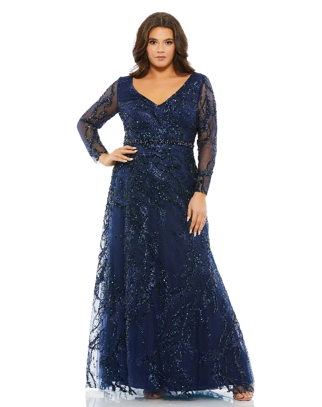 Timeless Elegance Redefined Mac Duggal 67922 Fabulouss Long Sleeve Formal Plus Size Dress