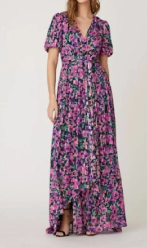 Save Big Estelle Dress In Navy/fuchsia