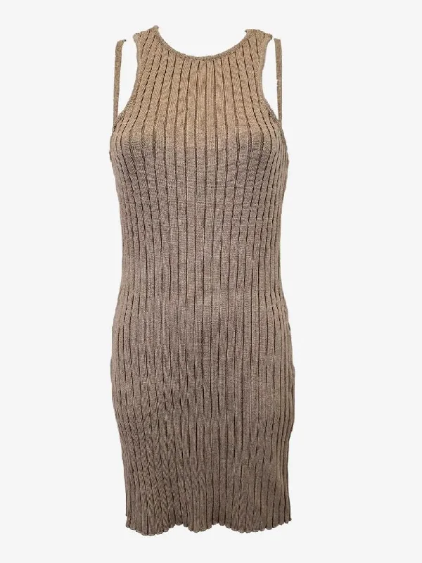 Timeless Style Promotions St. Mrlo Dove Grey Ribbed Knit Funky Strap Mini Dress Size 14