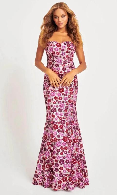 Big Savings Faviana 11036 - Floral Sequin Prom Gown