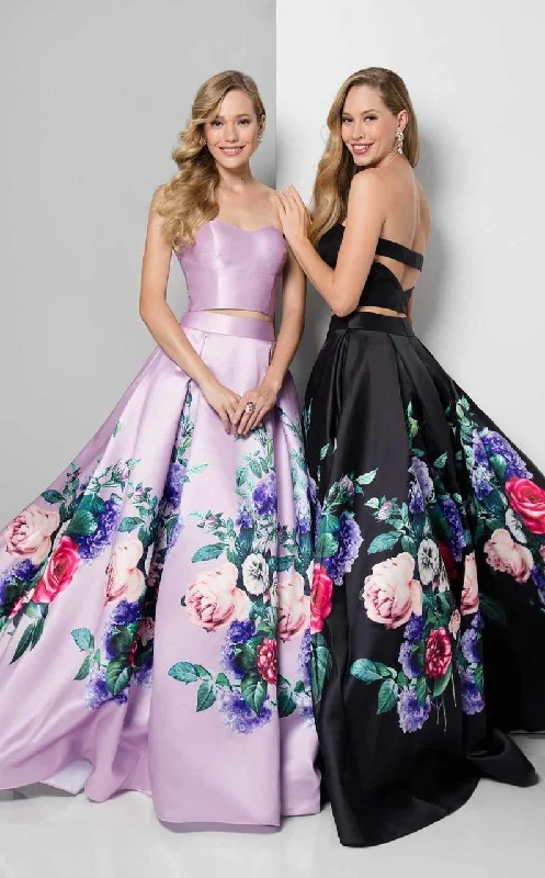 Fashion-Forward Offers Terani Couture - Two-Piece Floral Pleated A-Line Gown 1711P2703