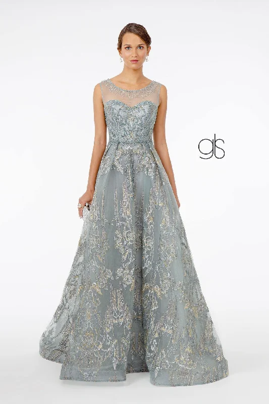 Trendsetting Threads Full Embroidered Illusion Prom Long Dress