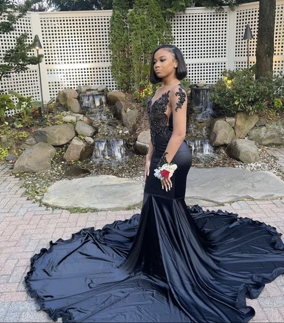 Comfort Meets Fashion Black mermaid prom dress,Christmas dress,African women party dresses,wedding reception gown Y6437