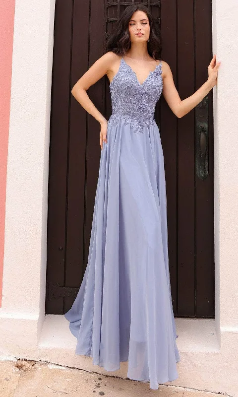 Trend Alert Nox Anabel C1462 - Floral Embroidered V-Neck Prom Dress