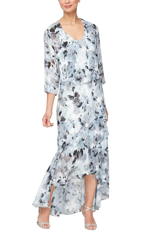 Fashion Frontiers Alex Evenings 8175936 - Floral Chiffon Dress with Jacket