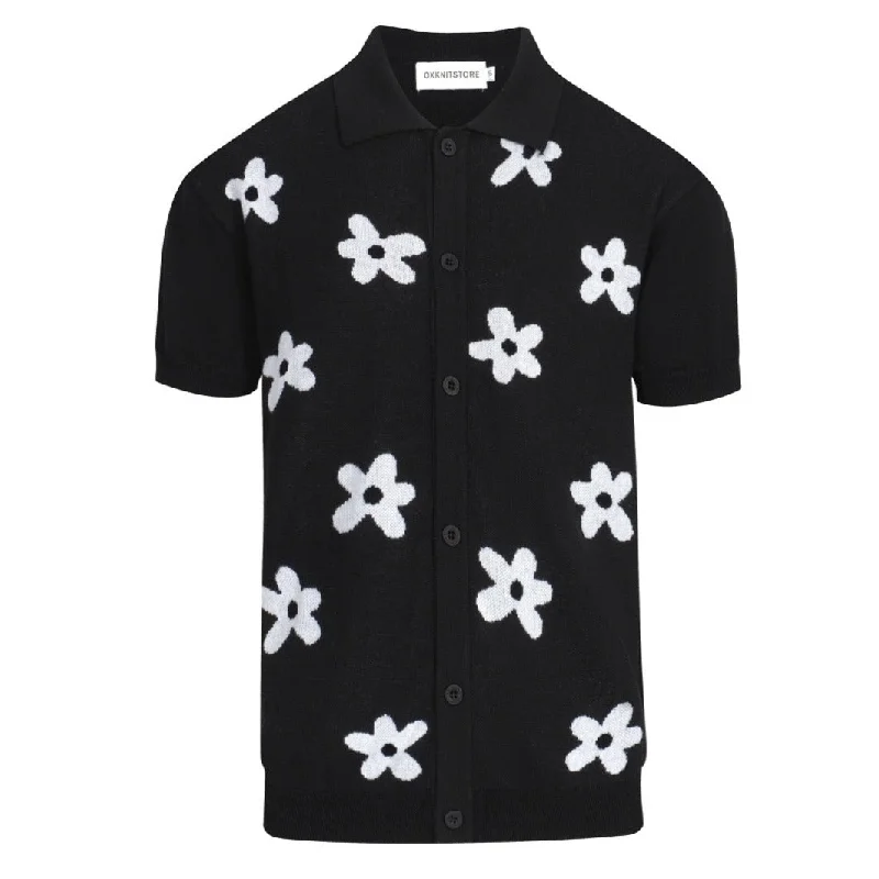 Mega Sales Men's vintage floral cardigan in black