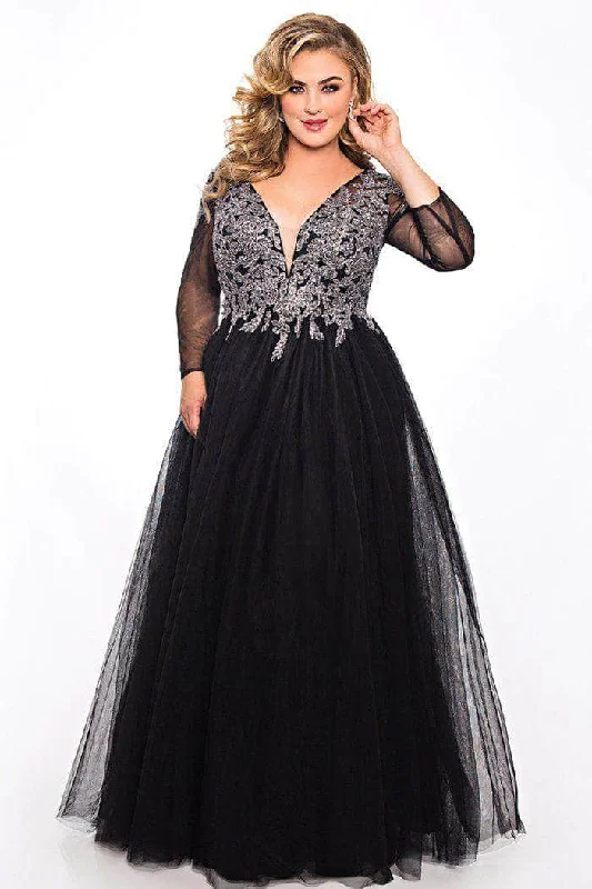 Latest Trends Sydney's Closet SC7299 - Long Sleeve Embroidered Bodice Ballgown