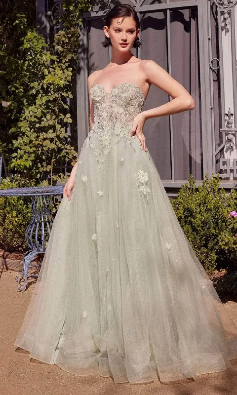 Summer Deals Andrea and Leo A1418 - Sweetheart Floral Appliqued Prom Gown